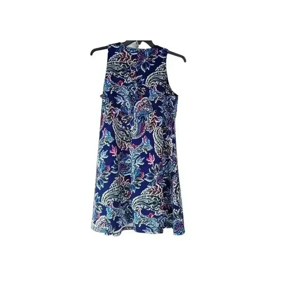 Nine West Womens Mini Dress Multicolor Round Neck Sleeveless Back Zip 10 - Picture 1 of 10